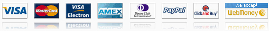 Visa, MasterCard, American Express, Visa Electron, Delta, Paypal, Webmoney